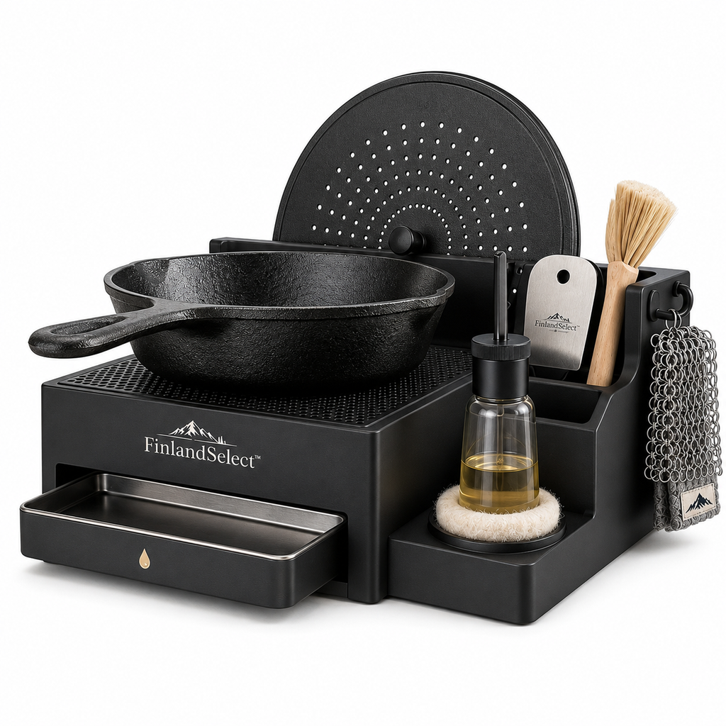 FinlandSelect™ 6-in-1 Cast-Iron Care, Rest & Seasoning Station