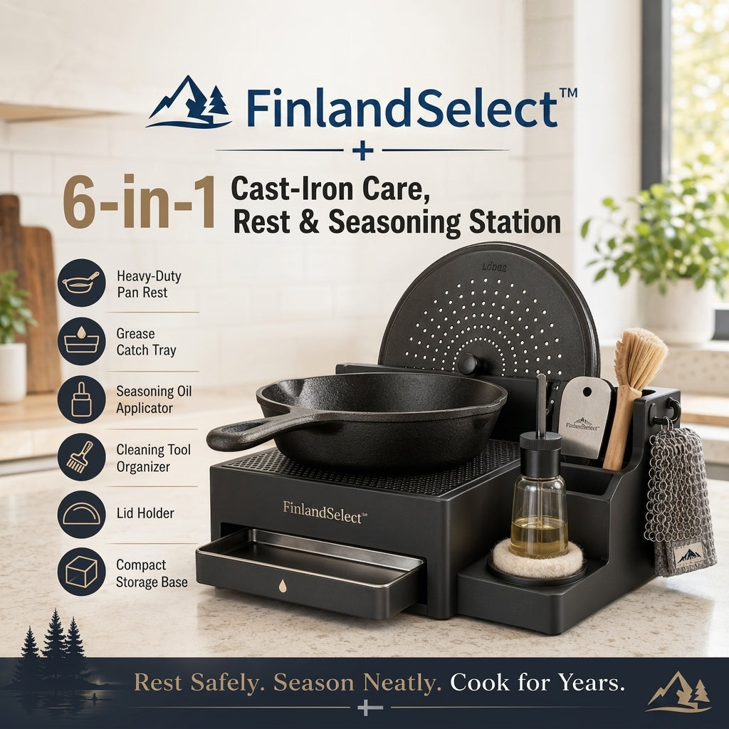 FinlandSelect™ 6-in-1 Cast-Iron Care, Rest & Seasoning Station