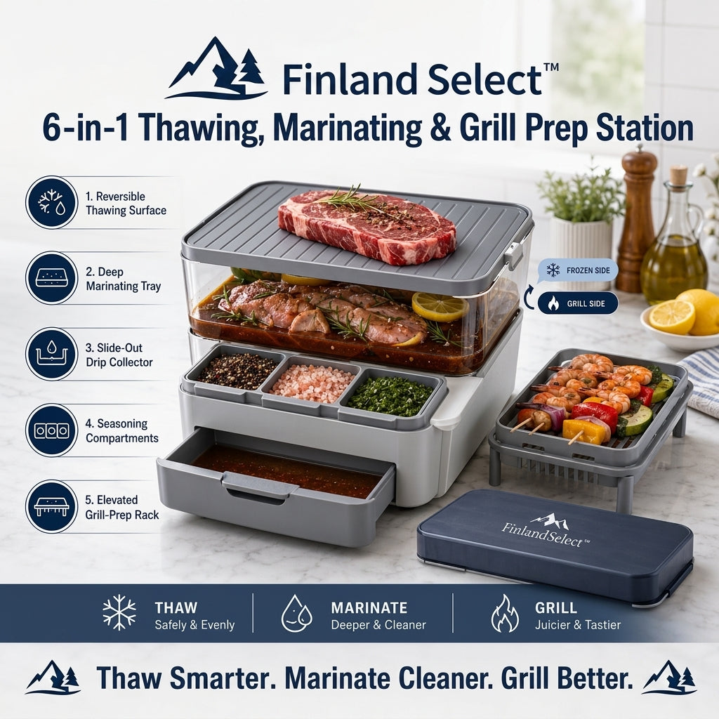 FinlandSelect™ 6-in-1 Thawing, Marinating & Grill Prep Station