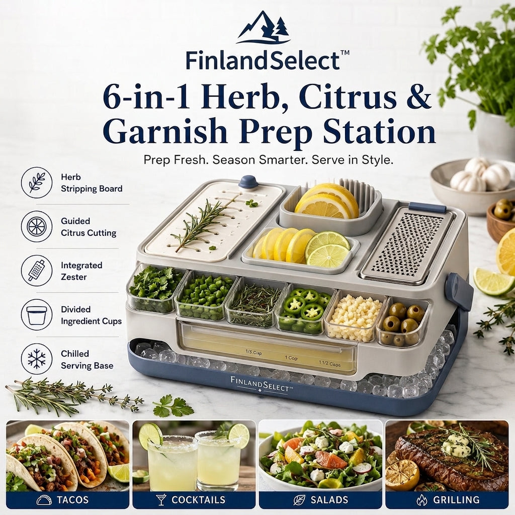 FinlandSelect™ 6-in-1 Herb, Citrus & Garnish Prep Station